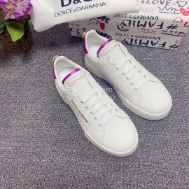 Dolce Gabbana New Silk Leather Casual Shoes For Men And Women Purple
