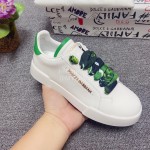 Dolce Gabbana Silk Leather Casual Shoes For Men And Women Green