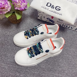 Dolce Gabbana Silk Leather Casual Shoes For Men And Women Orange