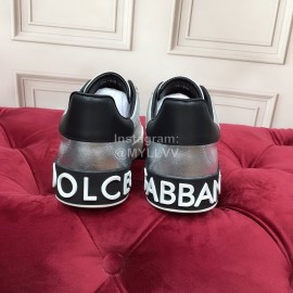 Dolce Gabbana Silk Cowhide Letter Printed Casual Shoes For Men And Women Silver