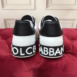 Dolce Gabbana Silk Cowhide Letter Printed Casual Shoes For Men And Women White