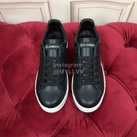 Dolce Gabbana Silk Cowhide Letter Printed Casual Shoes For Men And Women Black