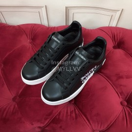 Dolce Gabbana Silk Cowhide Letter Printed Casual Shoes For Men And Women Black