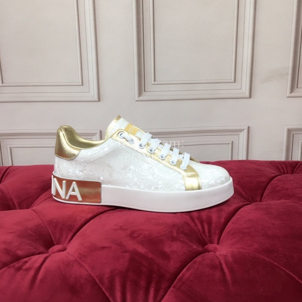 Dolce Gabbana New Silk Leather Casual Shoes For Men And Women White