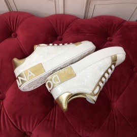Dolce Gabbana New Silk Leather Casual Shoes For Men And Women White