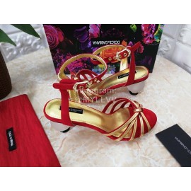 Dolce Gabbana Soft Sheepskin High Heel Sandals For Women Red