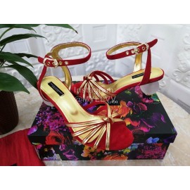 Dolce Gabbana Soft Sheepskin High Heel Sandals For Women Red