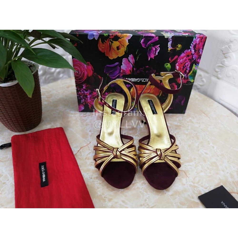 Dolce Gabbana Soft Sheepskin High Heel Sandals For Women Gold