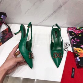 Dolce Gabbana Soft Sheepskin High Heels Sandals For Women Green
