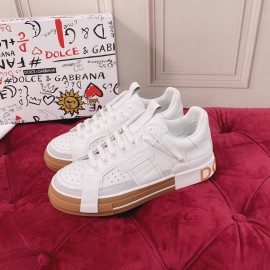 Dolce Gabbana New Silk Leather Casual Sneakers For Women Tan