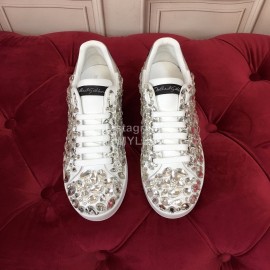 Dolce Gabbana New Silk Leather Lace Up Casual Shoes For Women 