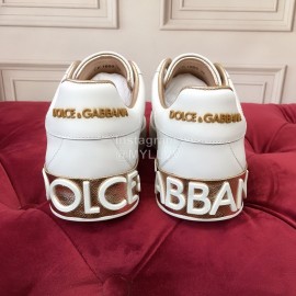 Dolce Gabbana Silk Cowhide Casual Sneakers For Women Gold
