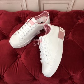 Dolce Gabbana Silk Cowhide Casual Sneakers For Women Rose Red