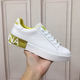 Dolce Gabbana Silk Cowhide Casual Sneakers For Women Yellow