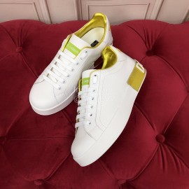 Dolce Gabbana Silk Cowhide Casual Sneakers For Women Yellow