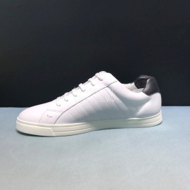 Fendi Embroidered Calf Leather Lace Up Sneakers For Men White