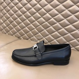 Ferragamo Calf Leather Business Shoes For Men Black