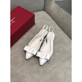 Salvatore Ferragamo Fashion Sheepskin Bow Sandals For Women White