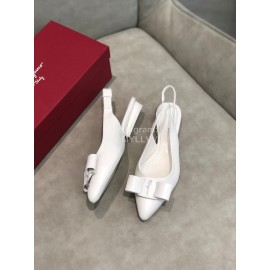 Salvatore Ferragamo Fashion Sheepskin Bow Sandals For Women White