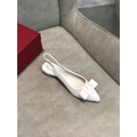 Salvatore Ferragamo Fashion Sheepskin Bow Sandals For Women White